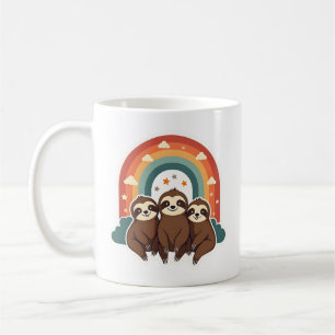 Vintage Faultier Regenbogen Retro Süße Tierkunst 2 Kaffeetasse