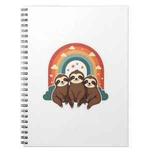 Vintage Faultier Regenbogen Retro Süße Tierkunst 2 Notizblock