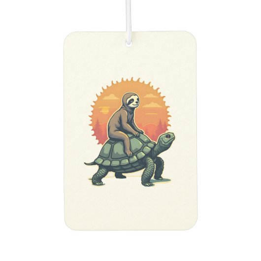 Vintage Faultier Schildkröte Retro Tier Ride Shirt Autolufterfrischer (Vorderseite)