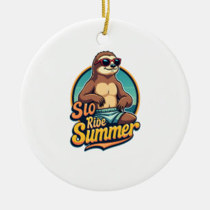 Vintage Faultier Sommer Retro-Strand-Vibes-Design Keramik Ornament