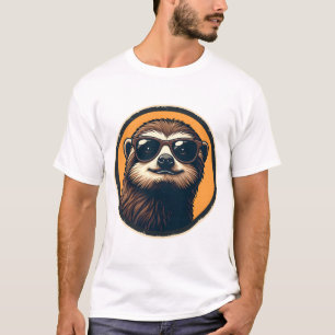 Vintage Faultier Sonnenbrille Retro-Abzeichen Kuns T-Shirt