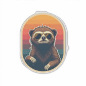 Vintage Faultier Sonnenbrille Retro Sonnenuntergan Aufkleber (Vorderseite)