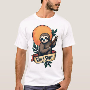 Vintage Faultier T-Shirt Langsam und Beständig Hum