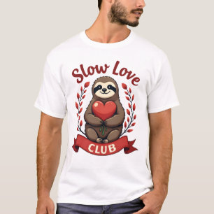 Vintage Faultier Valentinstag Süßes Herz Hände Kun T-Shirt