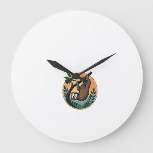 Vintage Faultier Vektor Retro-Wildlife-Abzeichen 2 Große Wanduhr