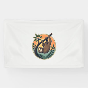 Vintage Faultier Vektor Retro-Wildtier-Abzeichen 2 Banner