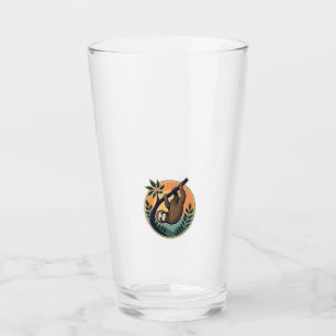 Vintage Faultier Vektor Retro-Wildtier-Abzeichen 2 Glas