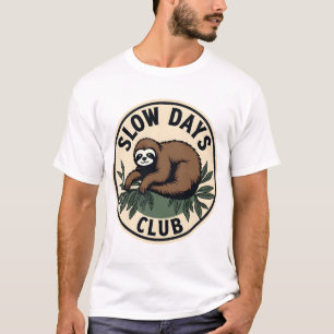 Vintage Faultier-Zitat Lustiges Langsam-Leben-T-Sh T-Shirt