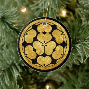 Vintage-Faux-Gold-Chosokabe-Japan-Mon-oriental-art Keramik Ornament