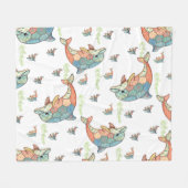 Vintage-Faux-Quilt-Patchwork-Delfin-Design  Fleecedecke (Vorderseite (Horizontal))