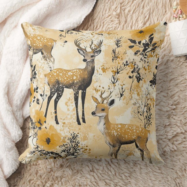 Vintage Fawn & Floral Woodland Pattern (12) Kissen (Decke)