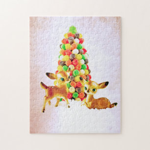 Vintage Fawns von Gumdrop Weihnachtsbaum Puzzle