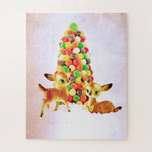 Vintage Fawns von Gumdrop Weihnachtsbaum Puzzle (Vertikal)