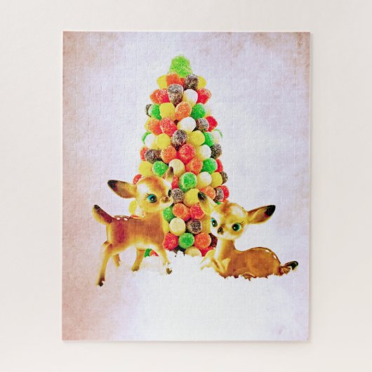 Vintage Fawns von Gumdrop Weihnachtsbaum Puzzle (Vertikal)