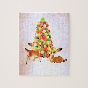 Vintage Fawns von Gumdrop Weihnachtsbaum Puzzle