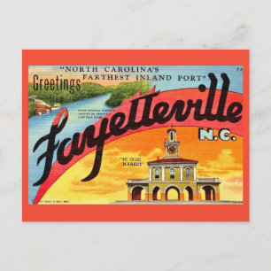 Vintage Fayetteville NC Grüße  Postkarte