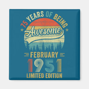 Vintage Februar 1951 Alt 75. Geburtstag Männer Fra Magnet