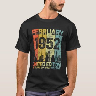Vintage Februar 1952 Lustig 70. Geburtstag 70 Jahr T-Shirt