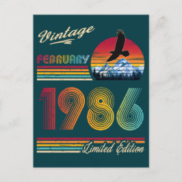 Vintage February 1986 40th Birthday 40 Years bday Feiertagspostkarte