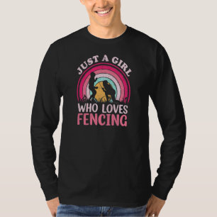 Vintage Fechten  Nur Ein Mädchen Das Fechten Liebt T-Shirt