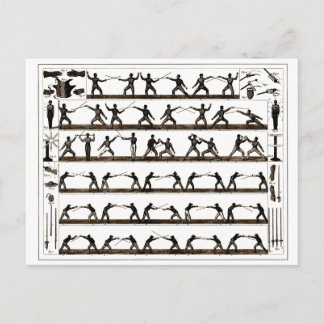 Vintage fechtende Anweisung Postkarte