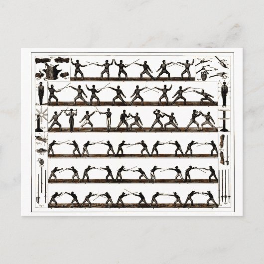Vintage fechtende Anweisung Postkarte (Vorderseite)