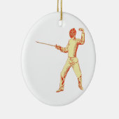 Vintage Fechter-Illustration Keramik Ornament (Rechts)