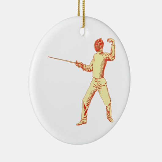 Vintage Fechter-Illustration Keramik Ornament (Rechts)