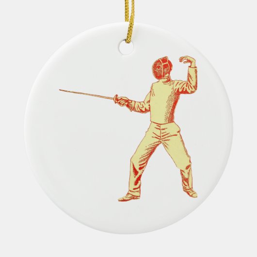 Vintage Fechter-Illustration Keramik Ornament (Vorne)