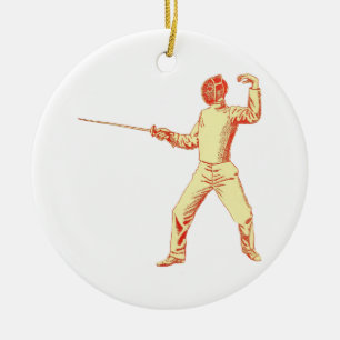 Vintage-Fechtillustration Keramik Ornament