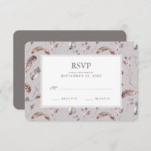 Vintage Feder- und Blumenmuster - HochzeitsrSVP RSVP Karte (Vorne/Hinten)