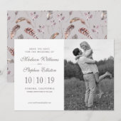 Vintage Feder- und Blumenmuster - Save the Date (Vorne/Hinten)