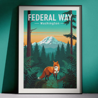 Vintage Federal Way Washington Poster