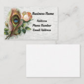 Vintage Federn- und Rose-Visitenkarte Visitenkarte (Vorne/Hinten)