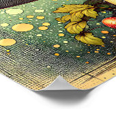 Vintage Fee auf einem Retro-Pilz-Museum Poster (Ecke)