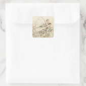 Vintage Fee Buchungsplatte Quadratischer Aufkleber (Tasche)