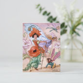 Vintage - Fee in modischer Pose, Postkarte (Stehend Vorderseite)