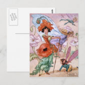 Vintage - Fee in modischer Pose, Postkarte (Vorne/Hinten)