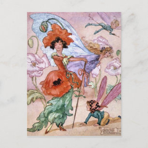 Vintage - Fee in modischer Pose, Postkarte
