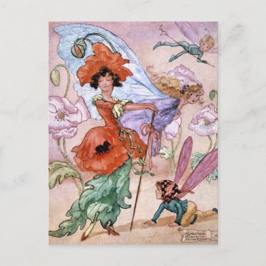 Vintage - Fee in modischer Pose, Postkarte (Vorderseite)