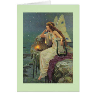 Vintage - Fee mit Blick auf das nächtliche Meer,