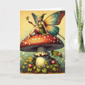 Vintage Fee und Pilze glücklich zum Geburtstag Karte (Vorderseite)