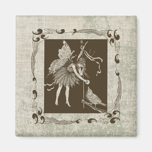 Vintage Fee und Vogel Magnet (Vorne)