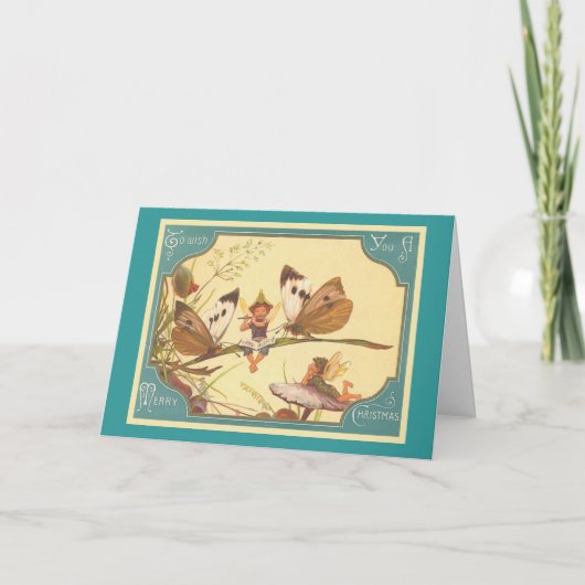 "Vintage Fee-Weihnachtskarte " Feiertagskarte (Vorderseite)