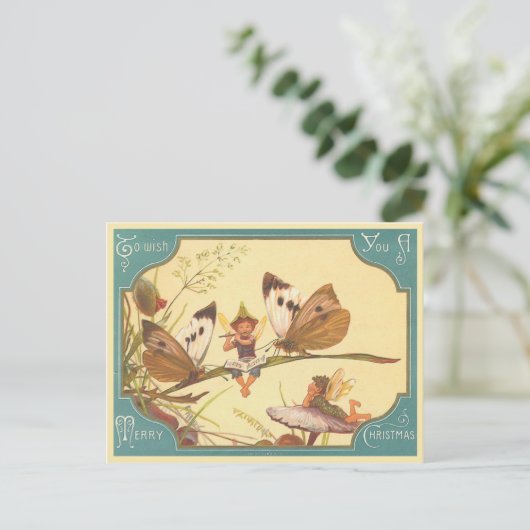 "Vintage Fee-Weihnachtskarten-" Postkarte (Stehend Vorderseite)