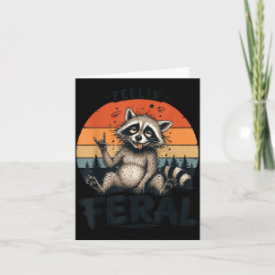 Vintage Feelin Wilder Waschbär Männer Frauen Klein Karte