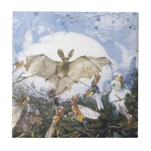 Vintage Feen, die einen Schläger in Angriff nehme Fliese