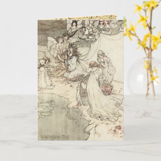 Vintage Feen durch den Teich Karte (Gelbe Blume)
