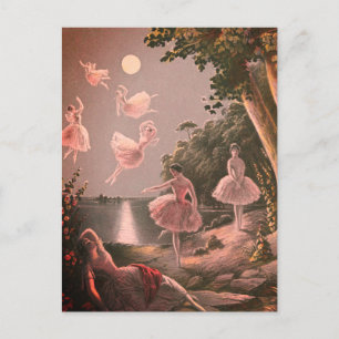 Vintage Feen in der Nacht Postkarte