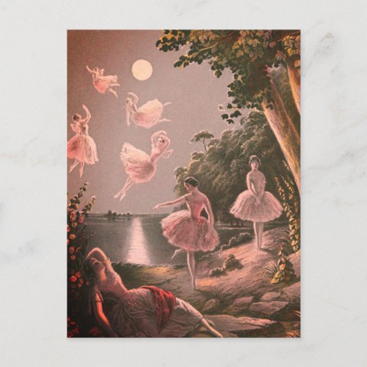 Vintage Feen in der Nacht Postkarte (Vorderseite)